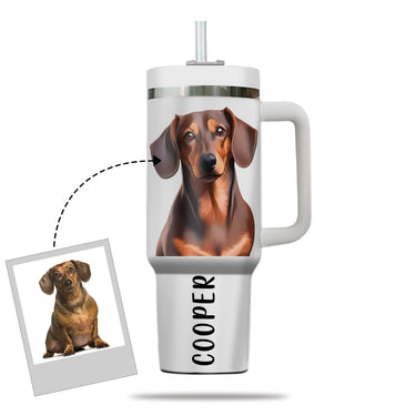 Custom Pet Photo Tumbler 40oz With Handle, Watercolor Pet Portrait From Photo Tumbler, Puppies Tumbler with Straw, Dog Lover Tumbler, Favorite Pet Tumbler, Stainless Steel Tumbler, Insulated Tumbler, Pet Photo Gift with Custom Pet Image 18